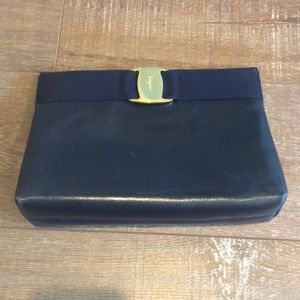 Navy blue Salvatore Ferragamo clutch(w/strap)